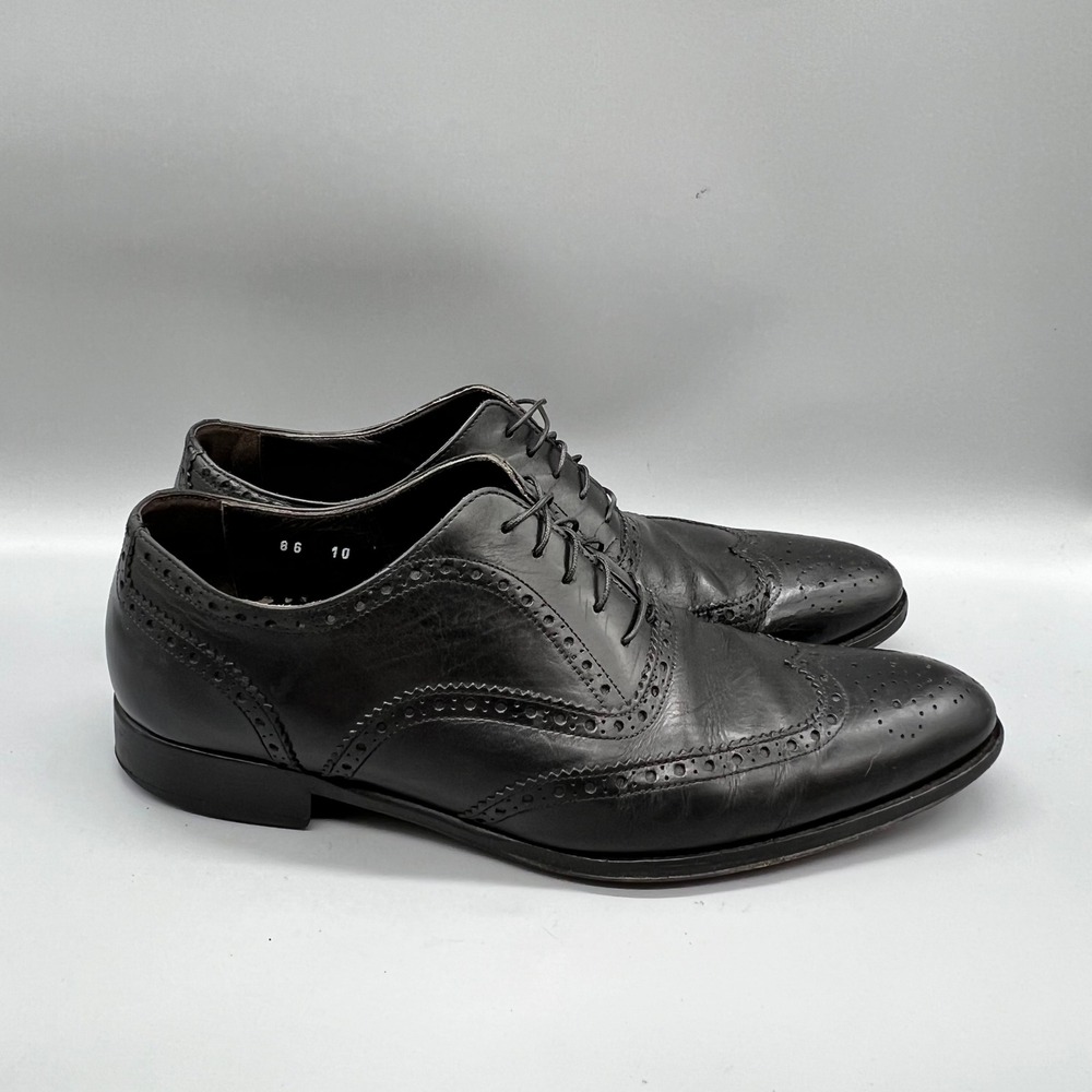 To Boot New York Shoes Mens 10 Black Leather Adam Derrick Wingtip Oxford Brogue